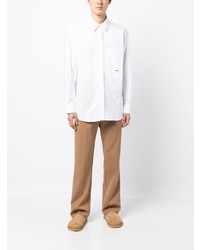 Мужская белая рубашка с длинным рукавом с вышивкой от Wooyoungmi
