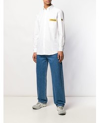 Мужская белая рубашка с длинным рукавом с вышивкой от Golden Goose