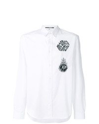 Мужская белая рубашка с длинным рукавом с вышивкой от McQ Alexander McQueen