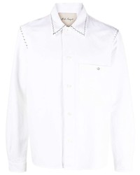 Мужская белая рубашка с длинным рукавом с вышивкой от Nick Fouquet