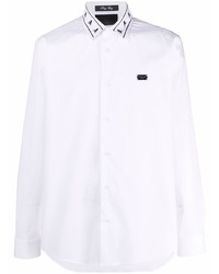 Мужская белая рубашка с длинным рукавом с вышивкой от Philipp Plein