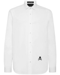 Мужская белая рубашка с длинным рукавом с вышивкой от Philipp Plein