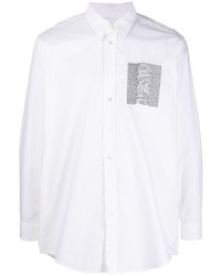 Мужская белая рубашка с длинным рукавом с вышивкой от Raf Simons