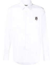 Мужская белая рубашка с длинным рукавом с вышивкой от Roberto Cavalli