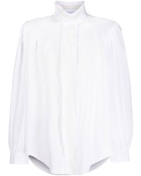 Мужская белая рубашка с длинным рукавом с вышивкой от Saint Laurent