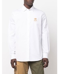 Мужская белая рубашка с длинным рукавом с вышивкой от Moschino