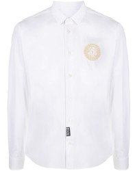 Мужская белая рубашка с длинным рукавом с вышивкой от VERSACE JEANS COUTURE