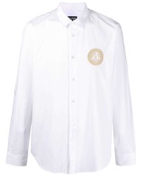 Мужская белая рубашка с длинным рукавом с вышивкой от VERSACE JEANS COUTURE