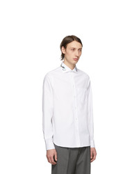 Мужская белая рубашка с длинным рукавом с вышивкой от Gucci