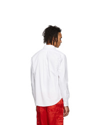Мужская белая рубашка с длинным рукавом с вышивкой от Kenzo