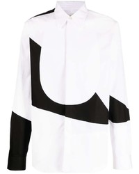 Мужская белая рубашка с длинным рукавом с геометрическим рисунком от Alexander McQueen