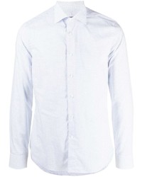 Мужская белая рубашка с длинным рукавом с геометрическим рисунком от Canali