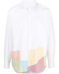 Мужская белая рубашка с длинным рукавом с геометрическим рисунком от Comme Des Garcons Homme Plus