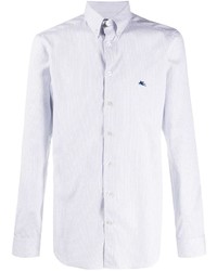 Мужская белая рубашка с длинным рукавом с геометрическим рисунком от Etro
