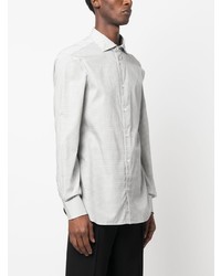 Мужская белая рубашка с длинным рукавом с геометрическим рисунком от Emporio Armani