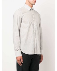 Мужская белая рубашка с длинным рукавом с геометрическим рисунком от Canali