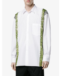 Мужская белая рубашка с длинным рукавом с леопардовым принтом от Comme Des Garcons Homme Plus