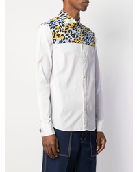 Мужская белая рубашка с длинным рукавом с леопардовым принтом от Marni