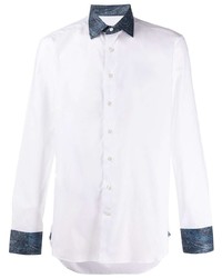 Мужская белая рубашка с длинным рукавом с "огурцами" от Etro