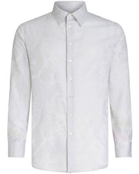 Мужская белая рубашка с длинным рукавом с "огурцами" от Etro