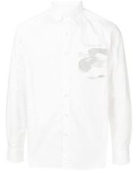 Мужская белая рубашка с длинным рукавом с принтом от A Bathing Ape