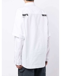 Мужская белая рубашка с длинным рукавом с принтом от AAPE BY A BATHING APE