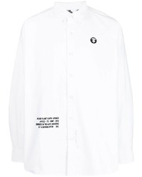 Мужская белая рубашка с длинным рукавом с принтом от AAPE BY A BATHING APE