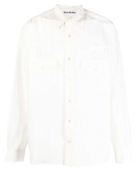 Мужская белая рубашка с длинным рукавом с принтом от Acne Studios