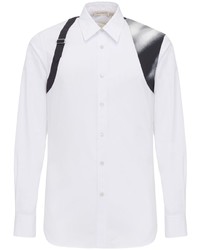 Мужская белая рубашка с длинным рукавом с принтом от Alexander McQueen