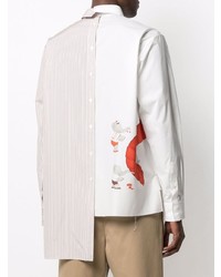 Мужская белая рубашка с длинным рукавом с принтом от Lanvin