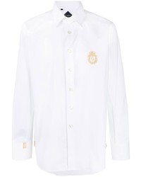 Мужская белая рубашка с длинным рукавом с принтом от Billionaire