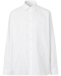 Мужская белая рубашка с длинным рукавом с принтом от Burberry