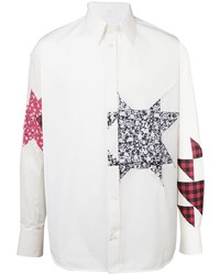 Мужская белая рубашка с длинным рукавом с принтом от Calvin Klein 205W39nyc