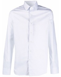 Мужская белая рубашка с длинным рукавом с принтом от Canali