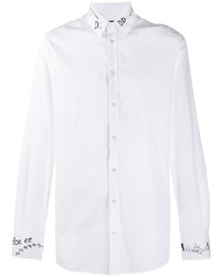 Мужская белая рубашка с длинным рукавом с принтом от Dolce & Gabbana