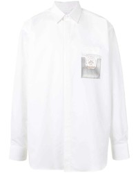 Мужская белая рубашка с длинным рукавом с принтом от Doublet