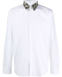 Мужская белая рубашка с длинным рукавом с принтом от Fendi