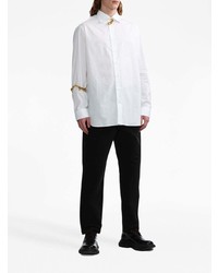 Мужская белая рубашка с длинным рукавом с принтом от Raf Simons