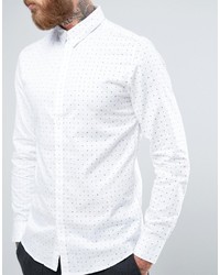 Мужская белая рубашка с длинным рукавом с принтом от Selected