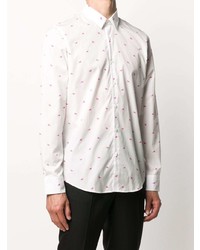 Мужская белая рубашка с длинным рукавом с принтом от Fendi