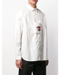 Мужская белая рубашка с длинным рукавом с принтом от Sunnei