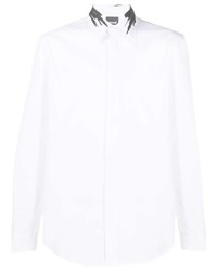 Мужская белая рубашка с длинным рукавом с принтом от Just Cavalli