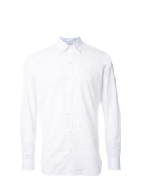 Мужская белая рубашка с длинным рукавом с принтом от Kent & Curwen