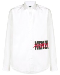 Мужская белая рубашка с длинным рукавом с принтом от Kenzo