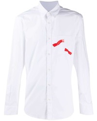 Мужская белая рубашка с длинным рукавом с принтом от Les Hommes Urban