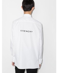 Мужская белая рубашка с длинным рукавом с принтом от Givenchy