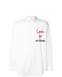 Мужская белая рубашка с длинным рукавом с принтом от Love Moschino