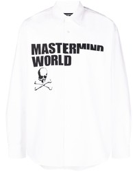 Мужская белая рубашка с длинным рукавом с принтом от Mastermind Japan