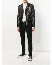 Мужская белая рубашка с длинным рукавом с принтом от Saint Laurent