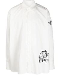 Мужская белая рубашка с длинным рукавом с принтом от MM6 MAISON MARGIELA